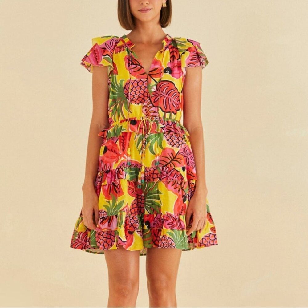 FARM Rio Fruit Dream Ruffle Dress size Medium-A21
